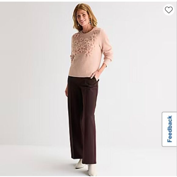 NWT LIZ CLAIBORNE Women’s Sweater XXL Rose Quartz Pink Floral Knit Pullover Cozy - Picture 14 of 15